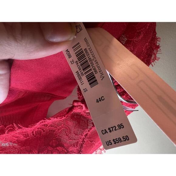 Victorias Secret Red Unlined Demi Lace Underwire Bra Size 44C New With Tag - Picture 6 of 7